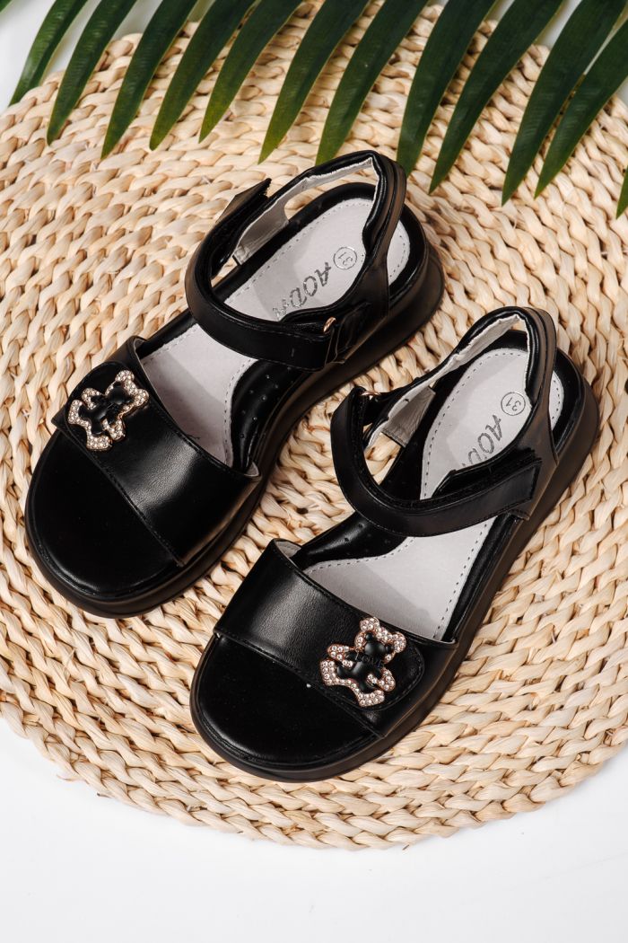 Sandale fete negre din piele ecologica Alisa #22156