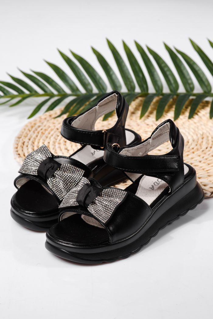 Sandale fete negre din piele ecologica Alice #22154