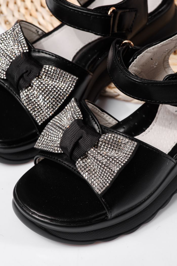 Sandale fete negre din piele ecologica Alice #22154