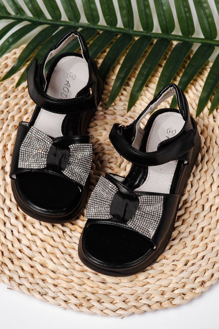 Sandale fete negre din piele ecologica Alice #22154