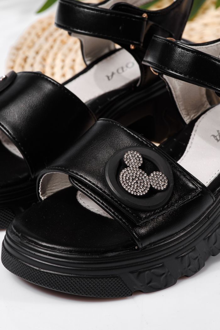 Sandale fete negre din piele ecologica Amira #22164