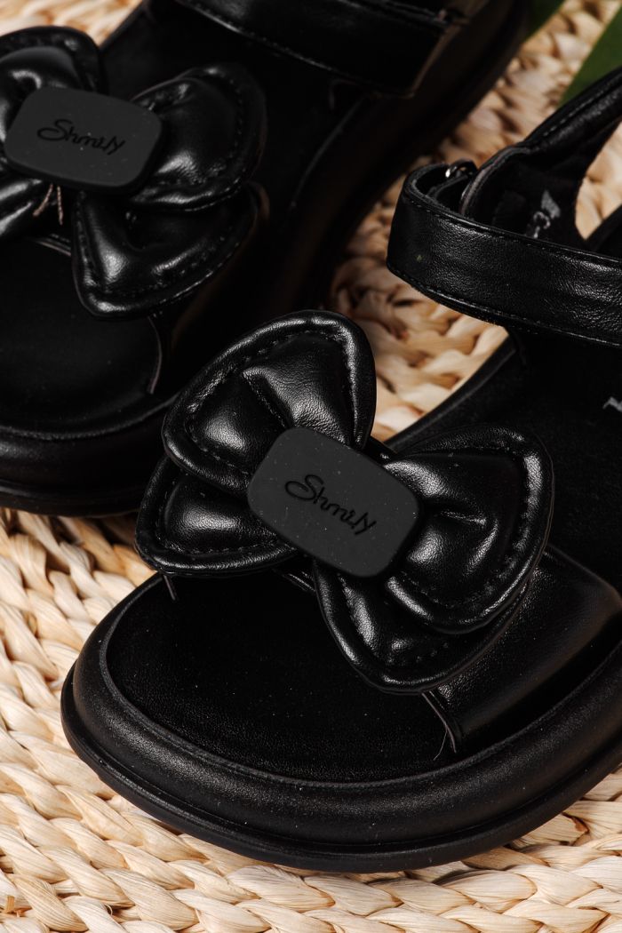 Sandale fete negre din piele ecologica Christine #22229