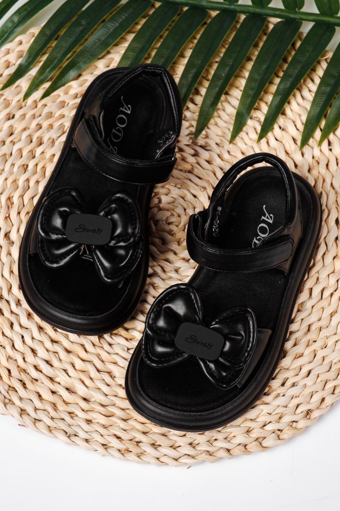 Sandale fete negre din piele ecologica Christine #22229