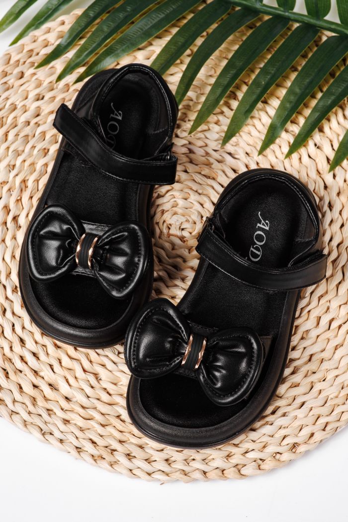 Sandale fete negre din piele ecologica Aliss #22177