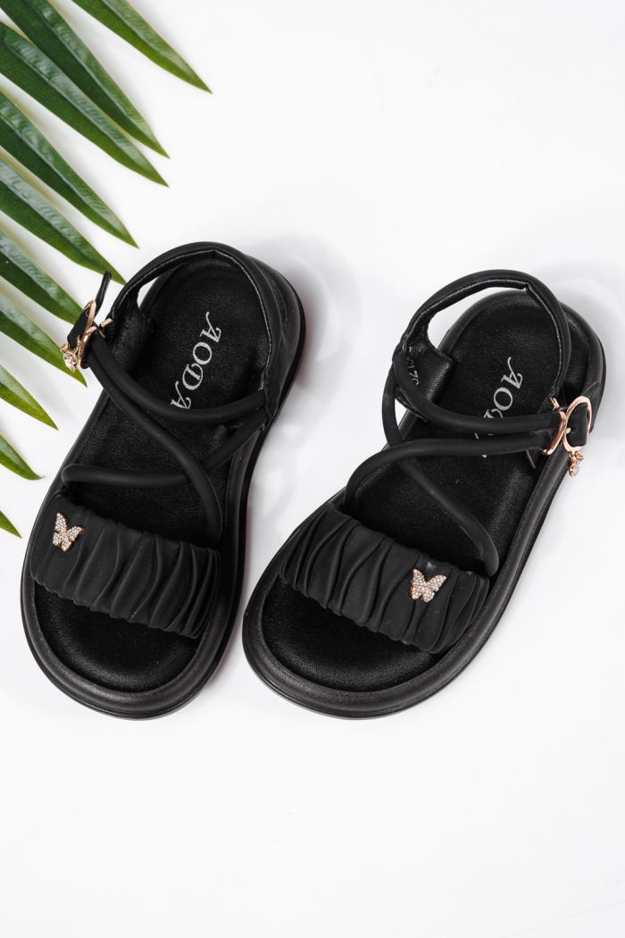 Sandale fete negre din piele ecologica Angela #22189