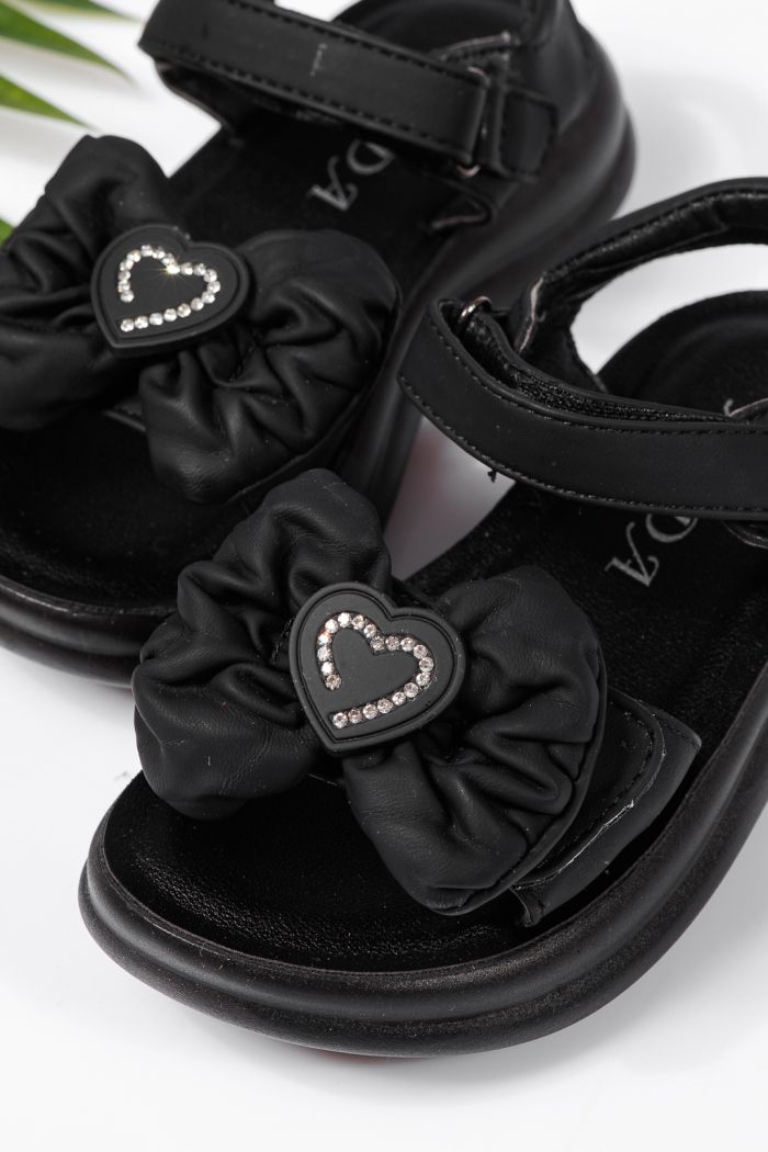 Sandale fete negre din piele ecologica Aurora #22206