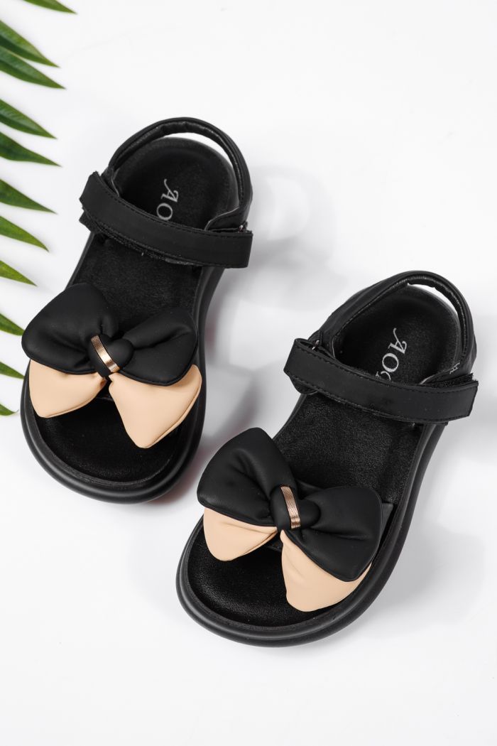 Sandale fete negre din piele ecologica Anda #22168