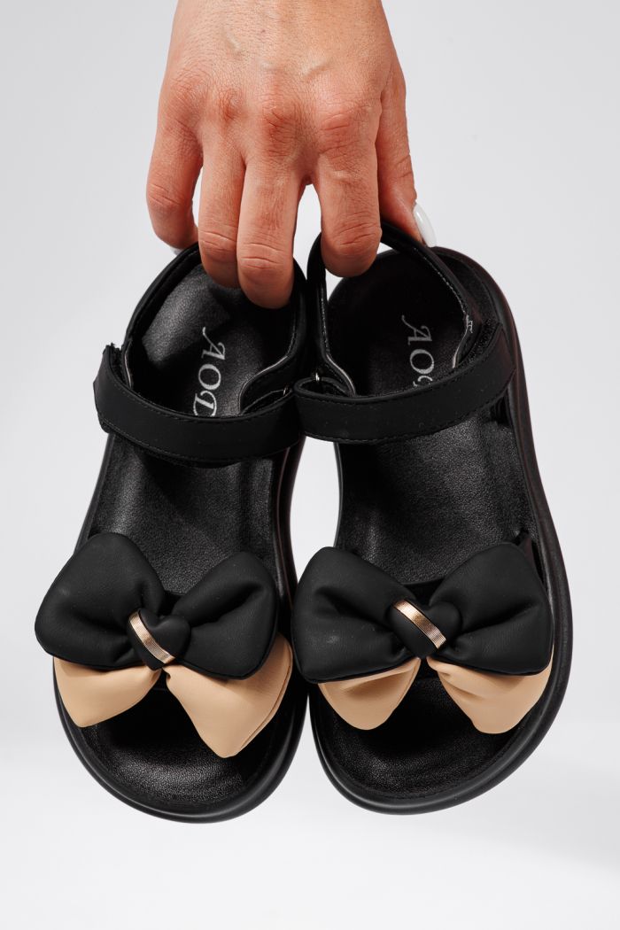 Sandale fete negre din piele ecologica Anda #22168