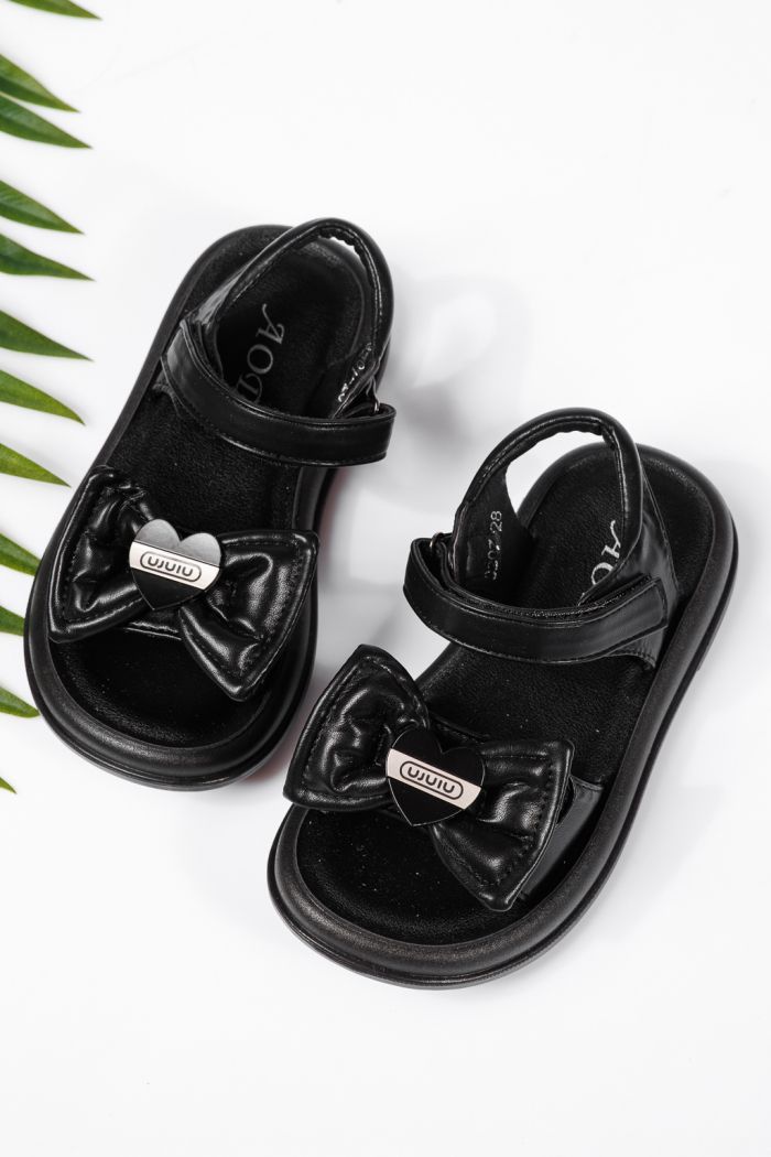 Sandale fete negre din piele ecologica Anemona #22179