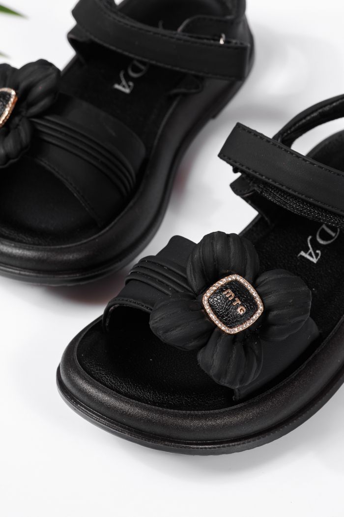 Sandale fete negre din piele ecologica Marie2 #22198
