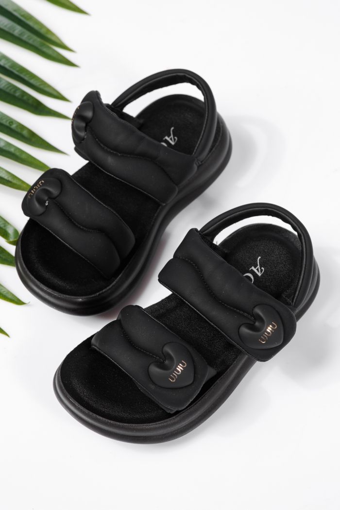Sandale fete negre din piele ecologica Rox #22193