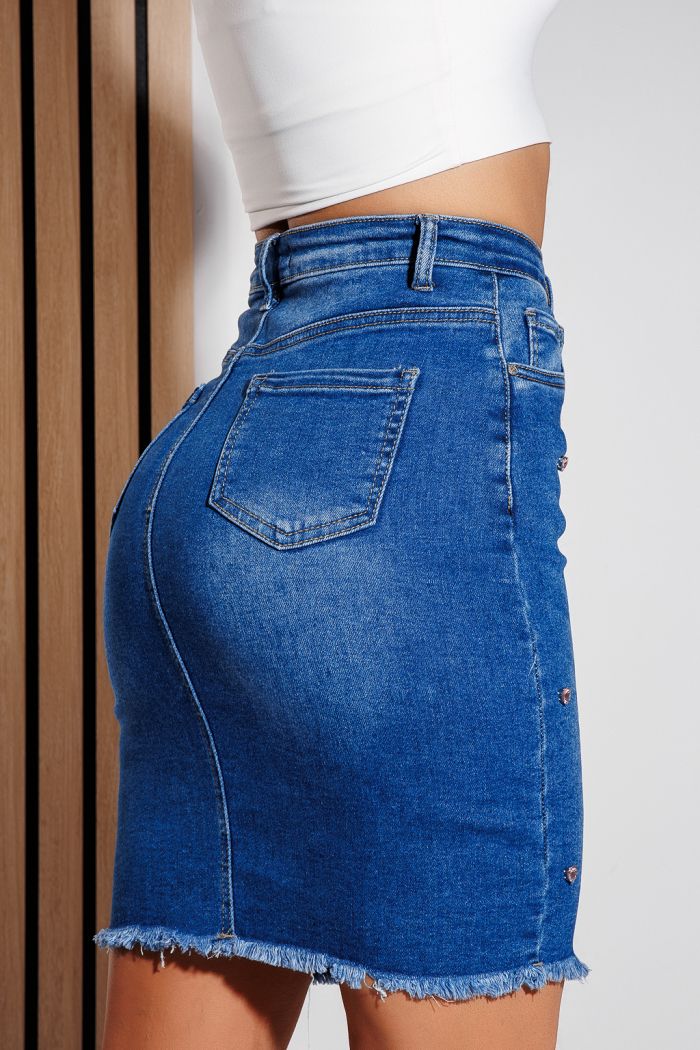 Fusta Scurta Dama Din Blug Camelia Albastra #A1024