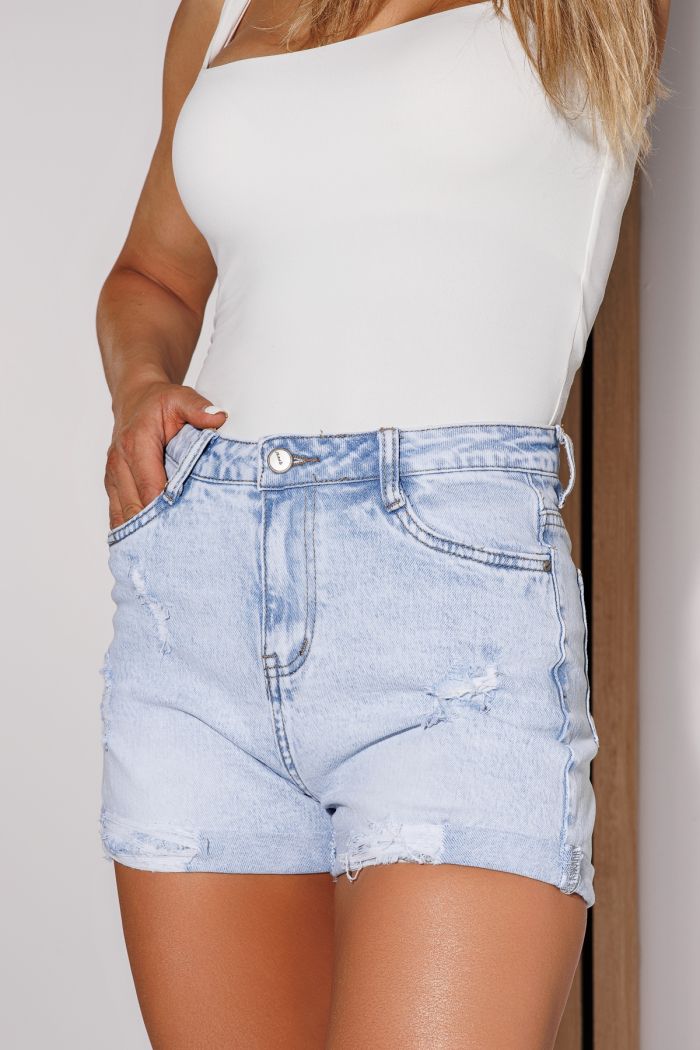 Blugi Scurti Dama Amanda Albastri #A1126