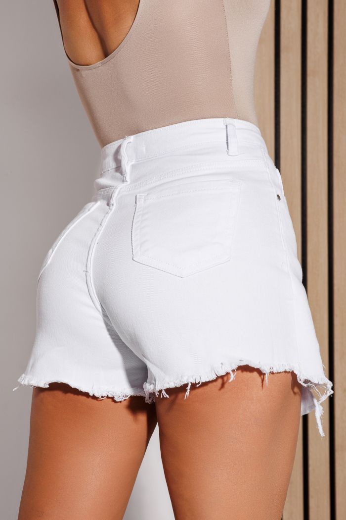 Blugi Scurti Tip Fusta Dama Emira Albi #A1122
