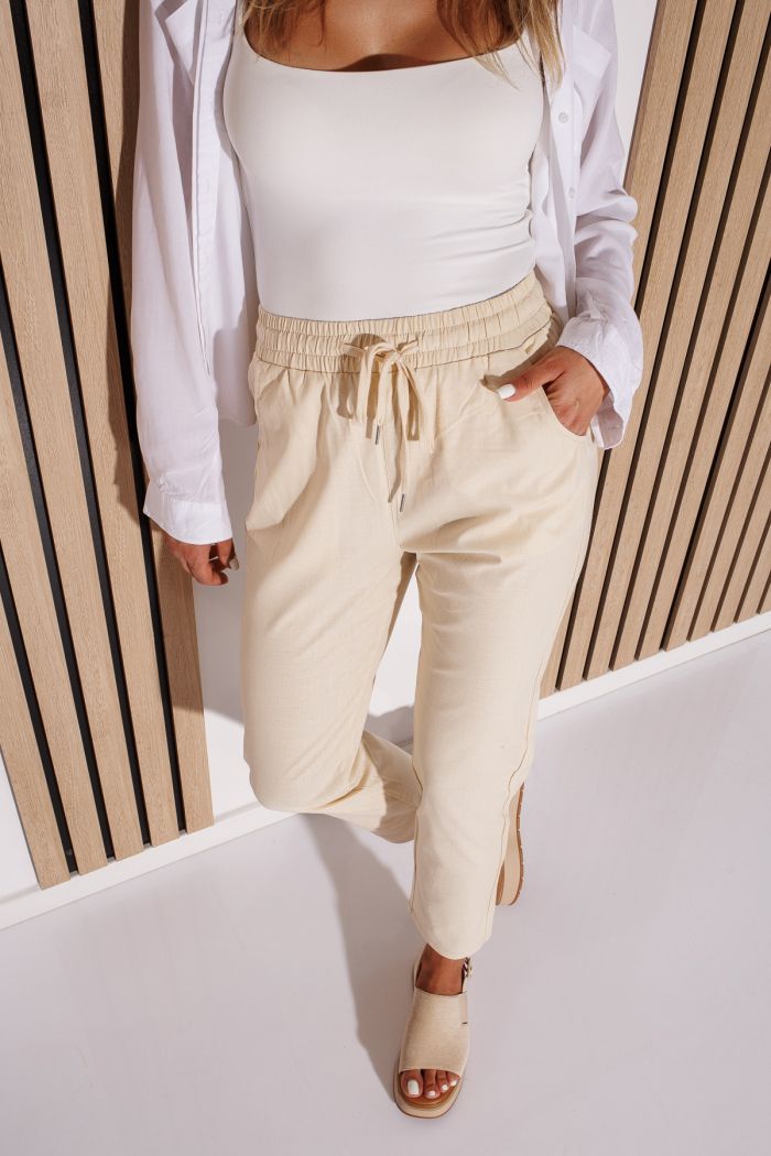 Pantaloni De Vara Dama Julia Bej #A1088