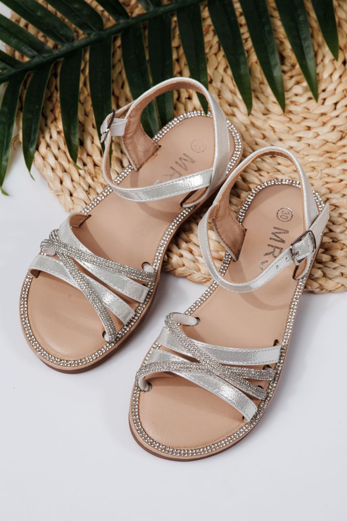 Sandale fete albe din piele ecologica Elena #21979