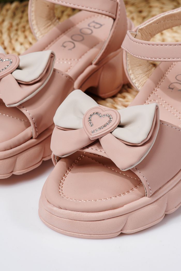 Sandale fete roz din piele ecologica Aria #21762