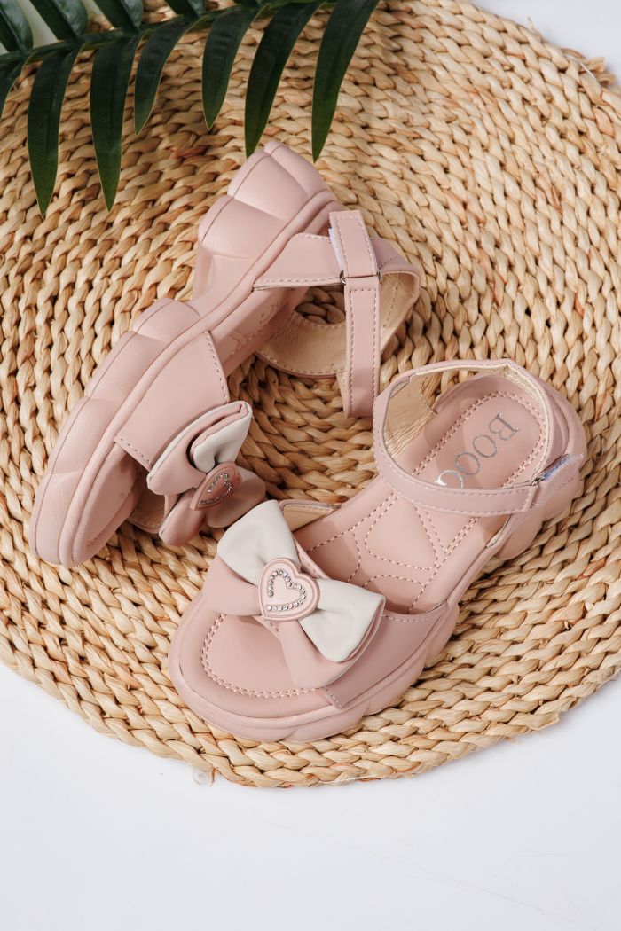 Sandale fete roz din piele ecologica Aria #21762