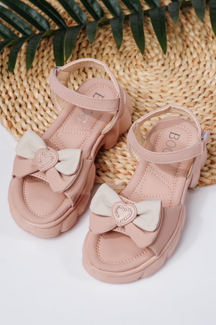 Sandale fete roz din piele ecologica Aria #21762