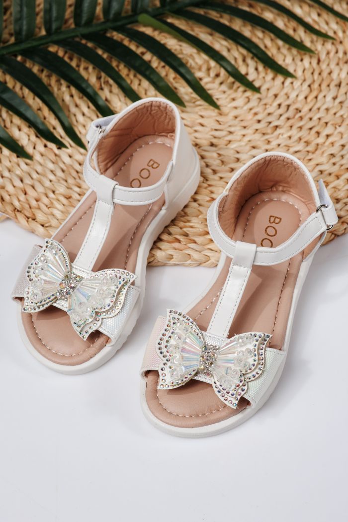 Sandale fete albe din piele ecologica Belinda #21919