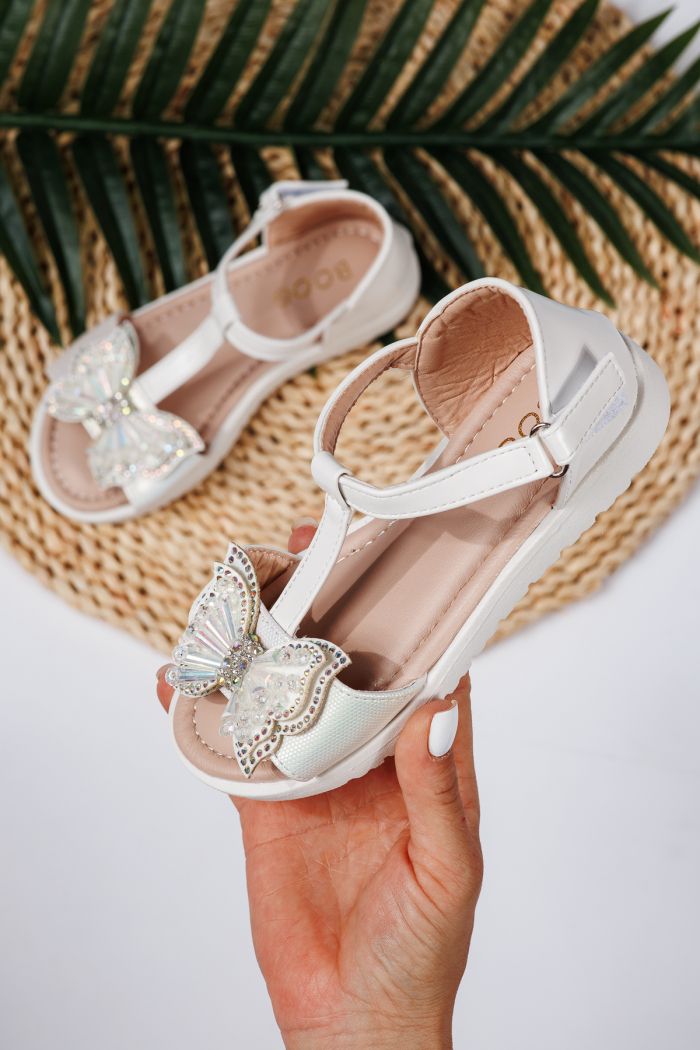 Sandale fete albe din piele ecologica Belinda #21919