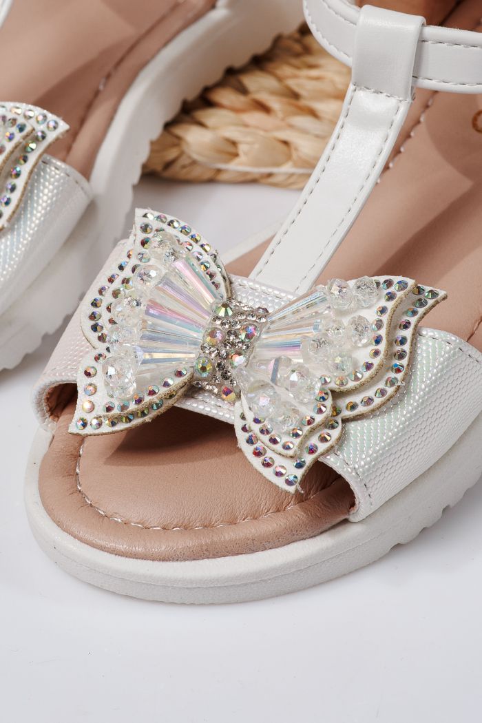 Sandale fete albe din piele ecologica Belinda #21919