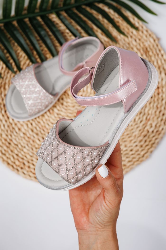Sandale fete roz din piele ecologica Liriel2 #21717