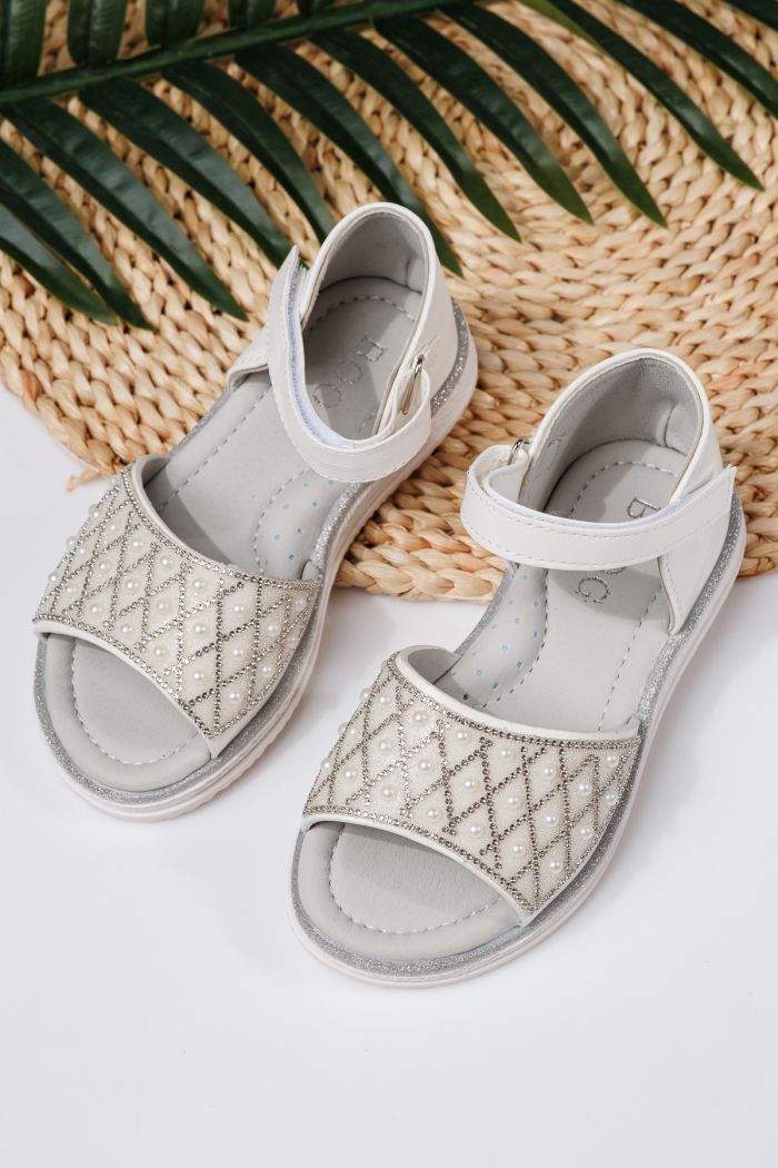 Sandale fete albe din piele ecologica Liriel2 #21715