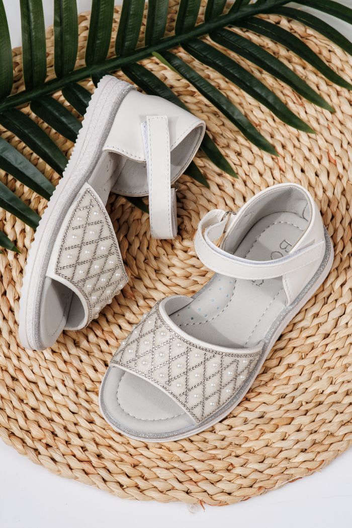 Sandale fete albe din piele ecologica Liriel2 #21715