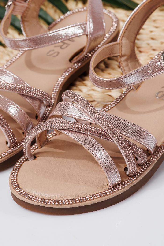 Sandale fete roz din piele ecologica Elena #21982