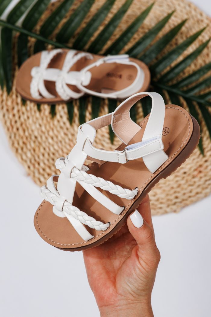 Sandale fete albe din piele ecologica Betsy #21923