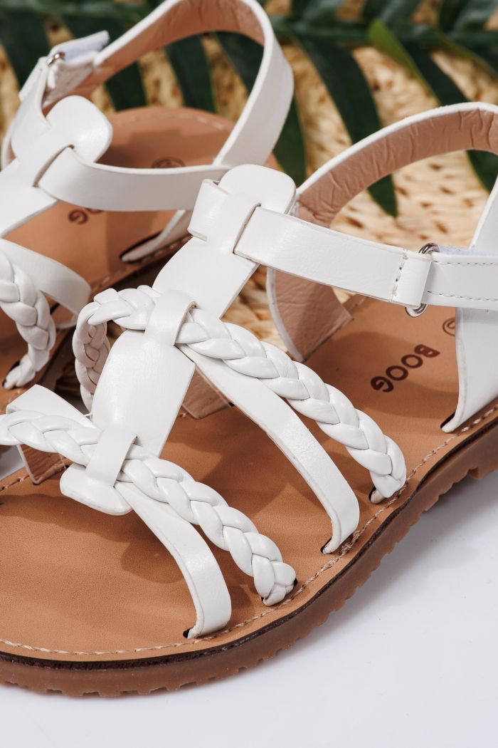 Sandale fete albe din piele ecologica Betsy #21923