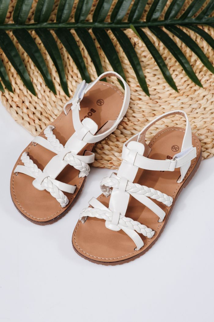 Sandale fete albe din piele ecologica Betsy #21923