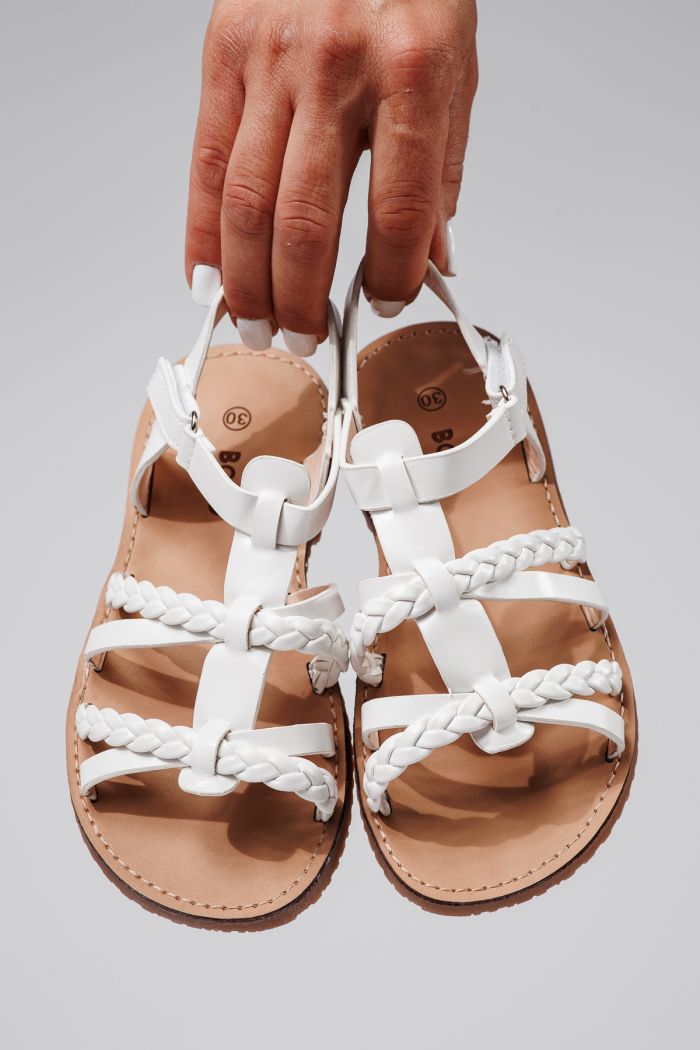 Sandale fete albe din piele ecologica Betsy #21923