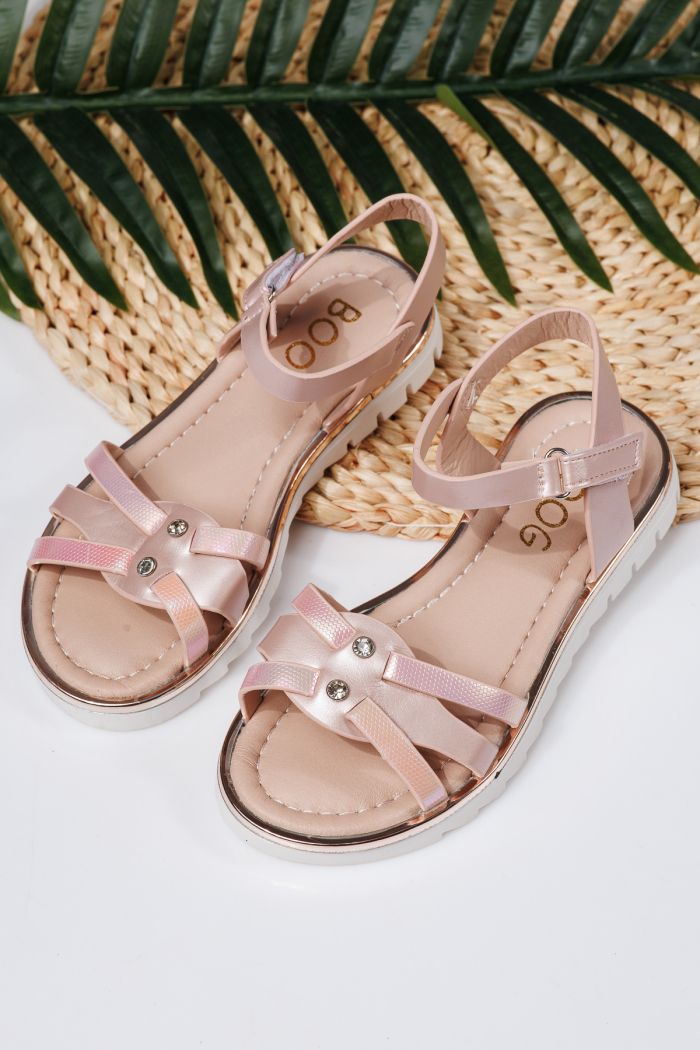 Sandale fete roz din piele ecologica Barbara #21915