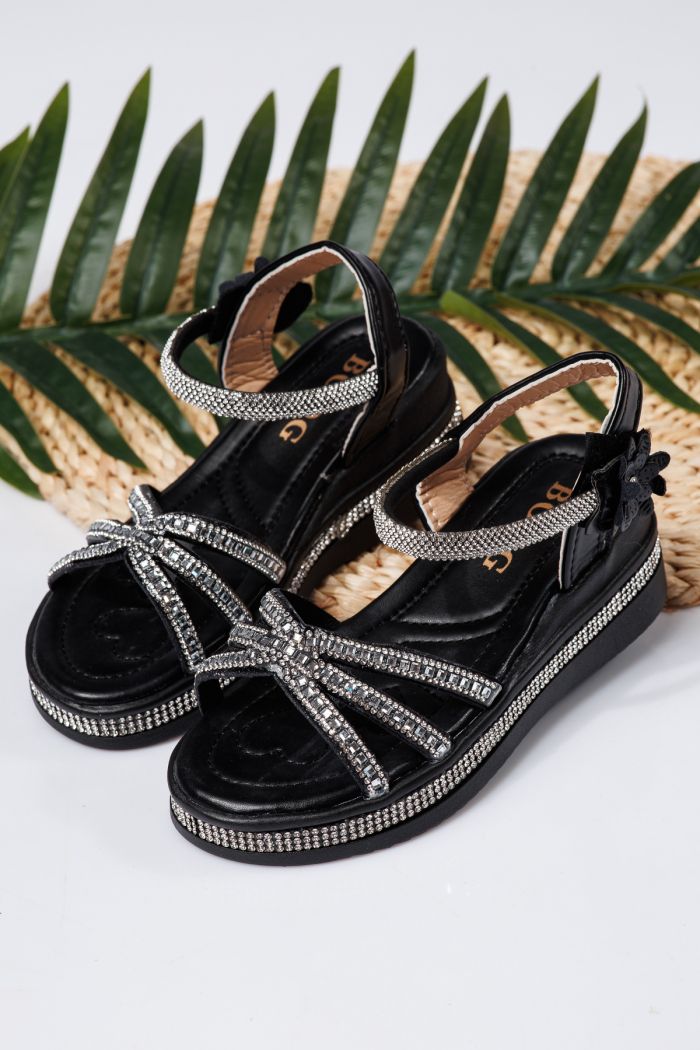 Sandale fete negre din piele ecologica Ophelia #21756