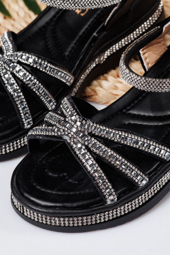 Sandale fete negre din piele ecologica Ophelia #21756