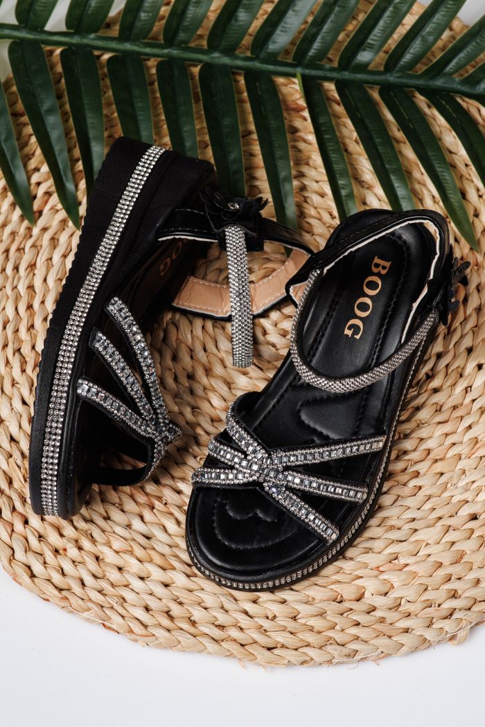 Sandale fete negre din piele ecologica Ophelia2 #21759