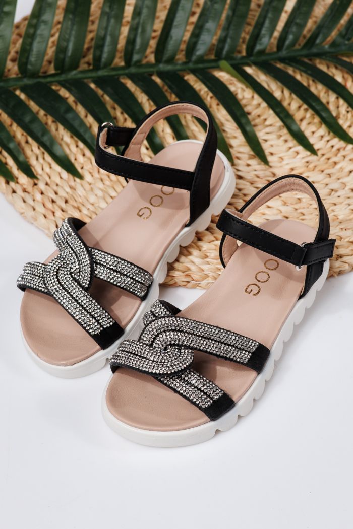 Sandale fete negre din piele ecologica Keira #21742