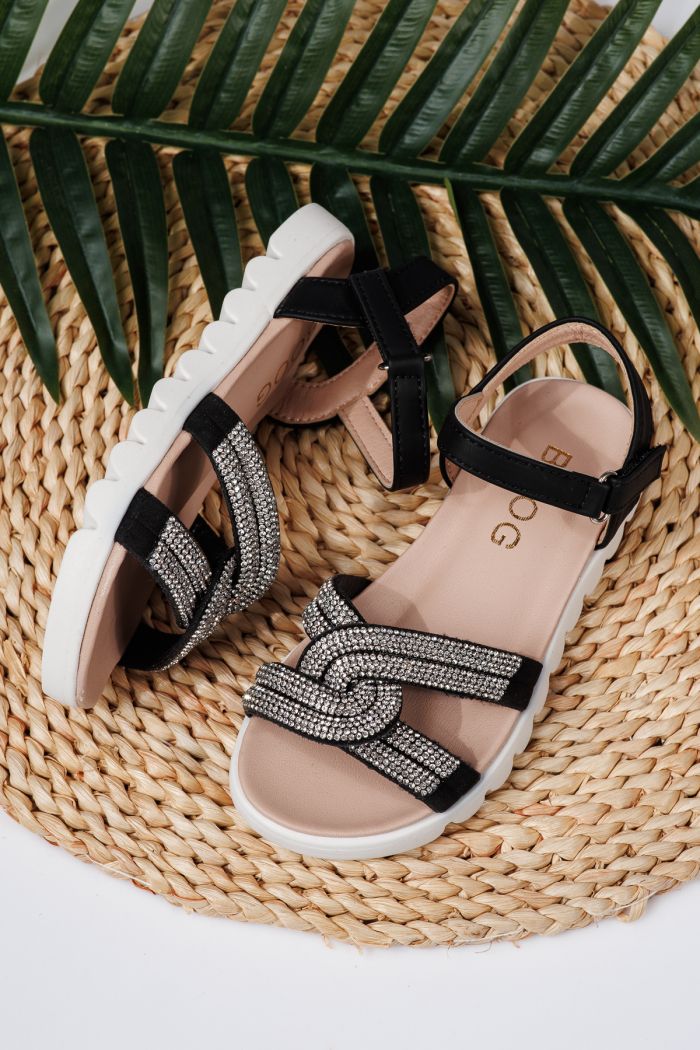 Sandale fete negre din piele ecologica Keira #21742