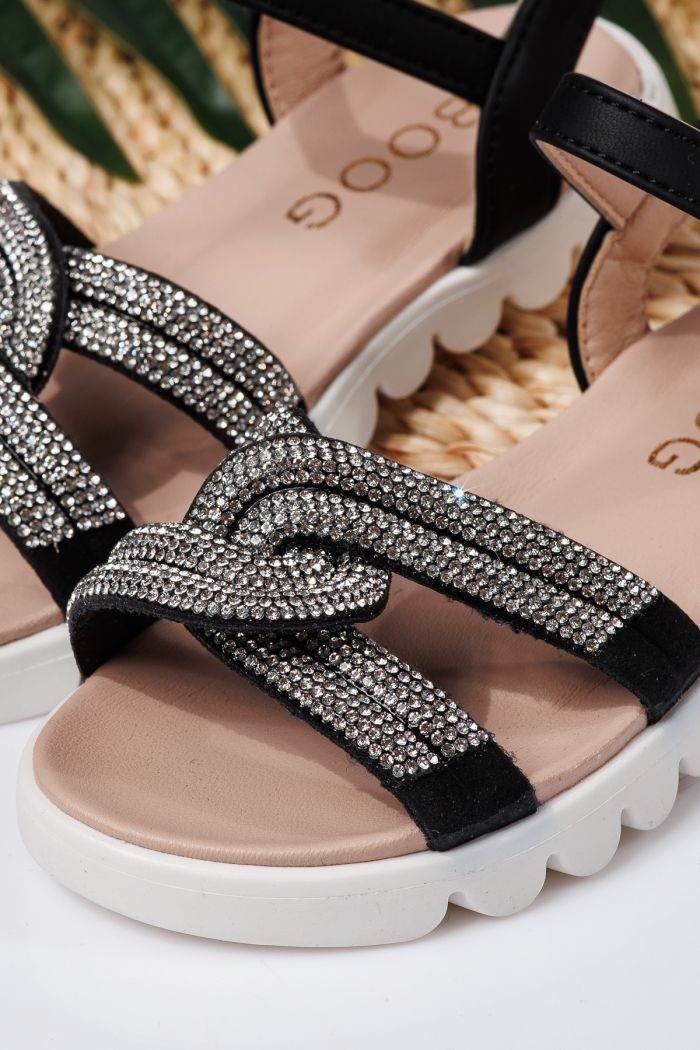 Sandale fete negre din piele ecologica Keira #21742