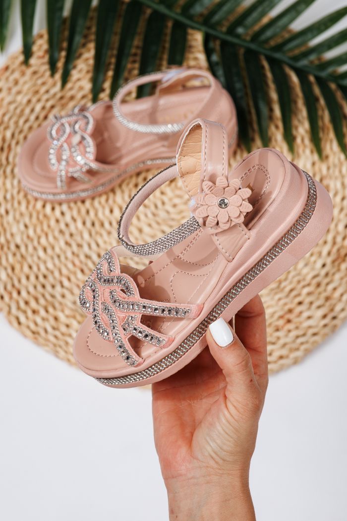 Sandale fete roz din piele ecologica Lilith #21750
