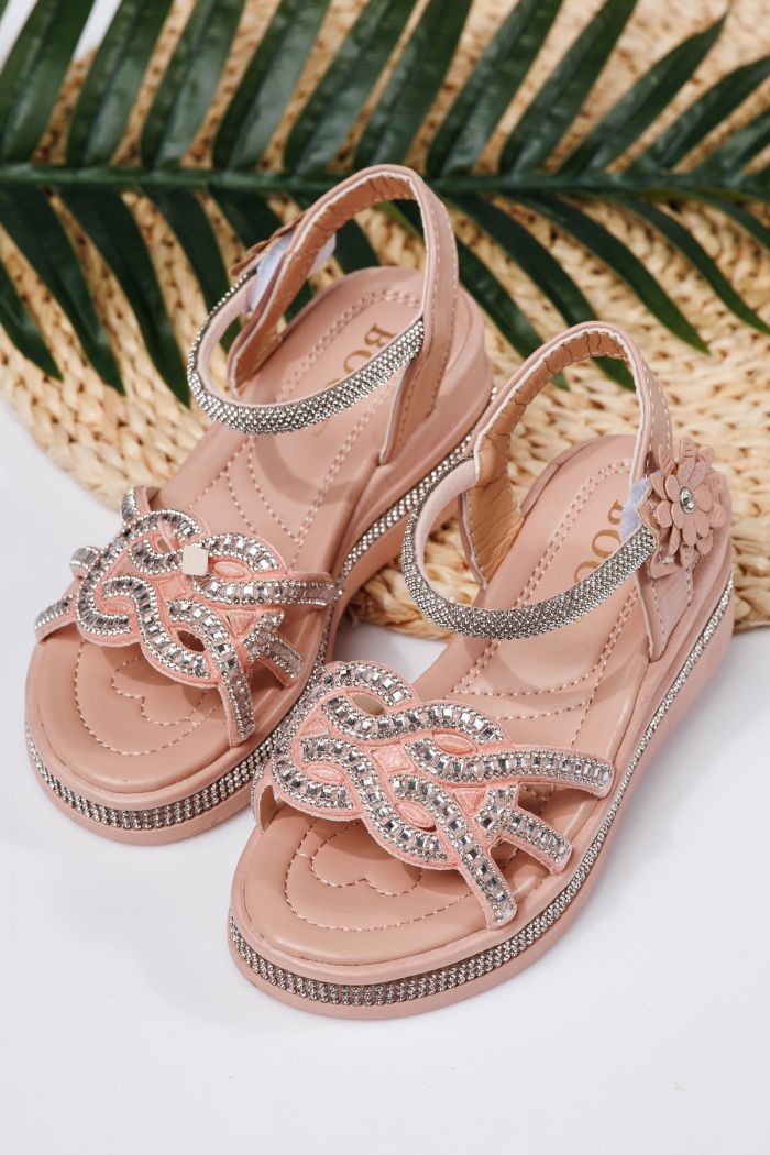 Sandale fete roz din piele ecologica Lilith #21750