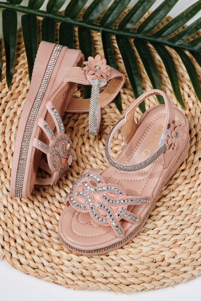 Sandale fete roz din piele ecologica Lilith #21750