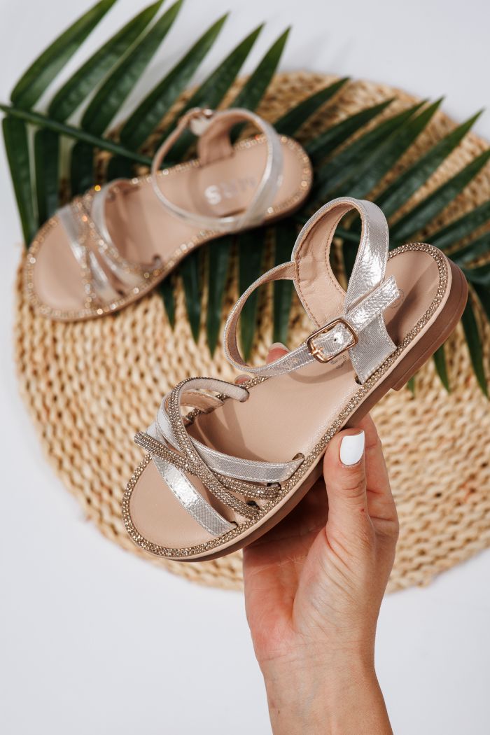 Sandale fete bej din piele ecologica Elena2 #22029