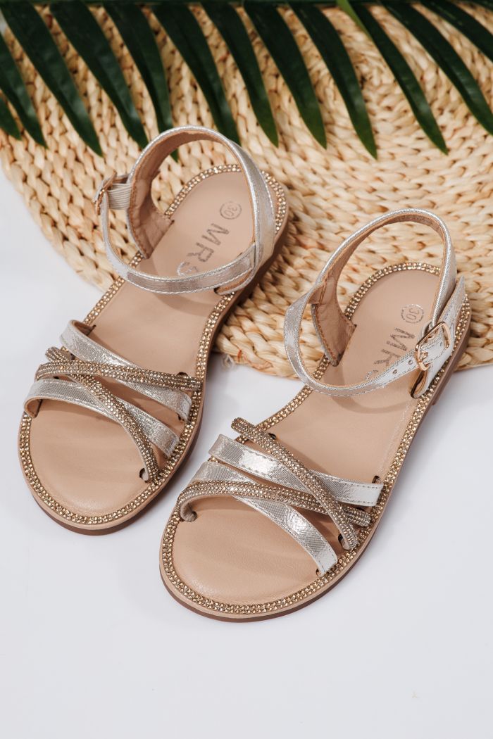 Sandale fete bej din piele ecologica Elena2 #22029