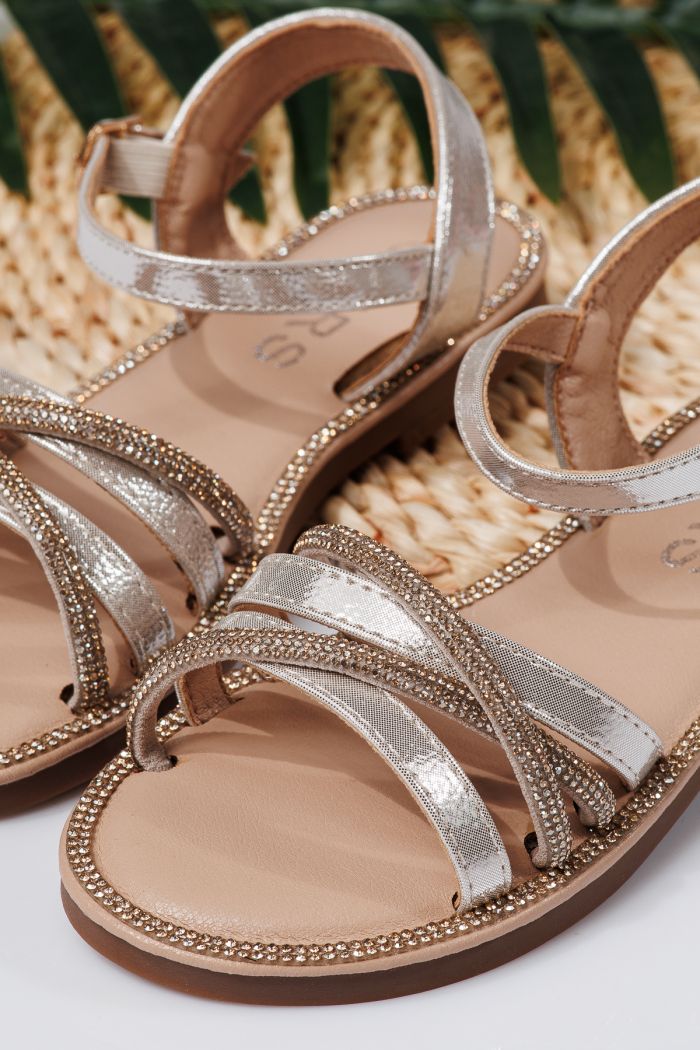 Sandale fete bej din piele ecologica Elena2 #22029