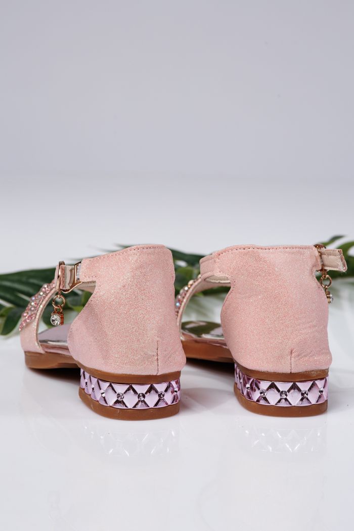 Sandale fete roz din material textil Maren2 #21740