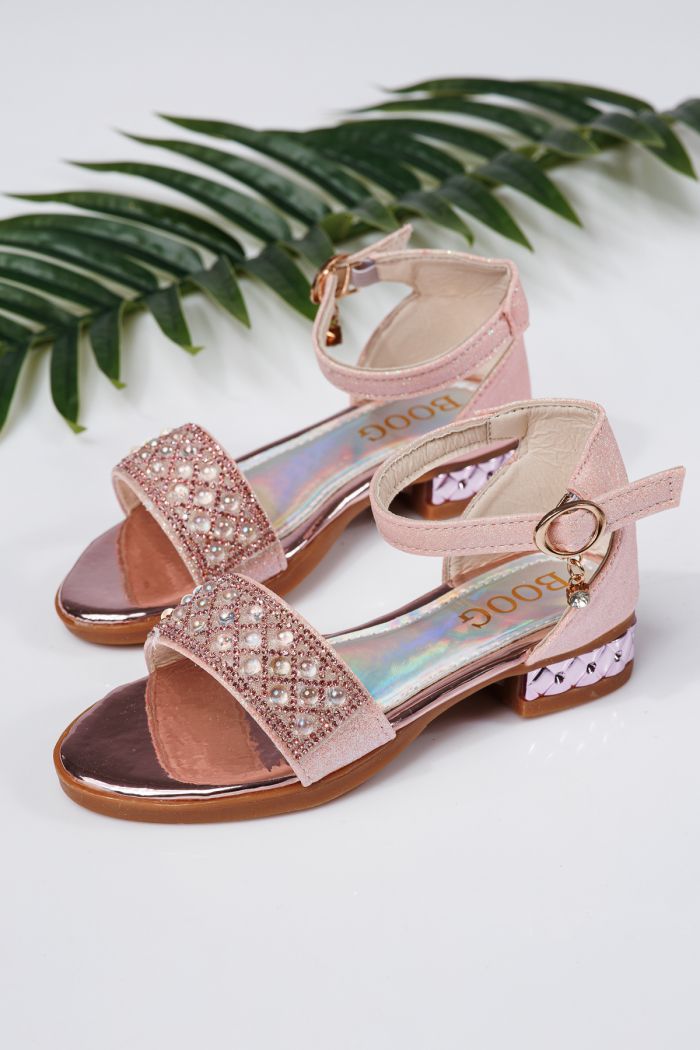 Sandale fete roz din material textil Maren #21737
