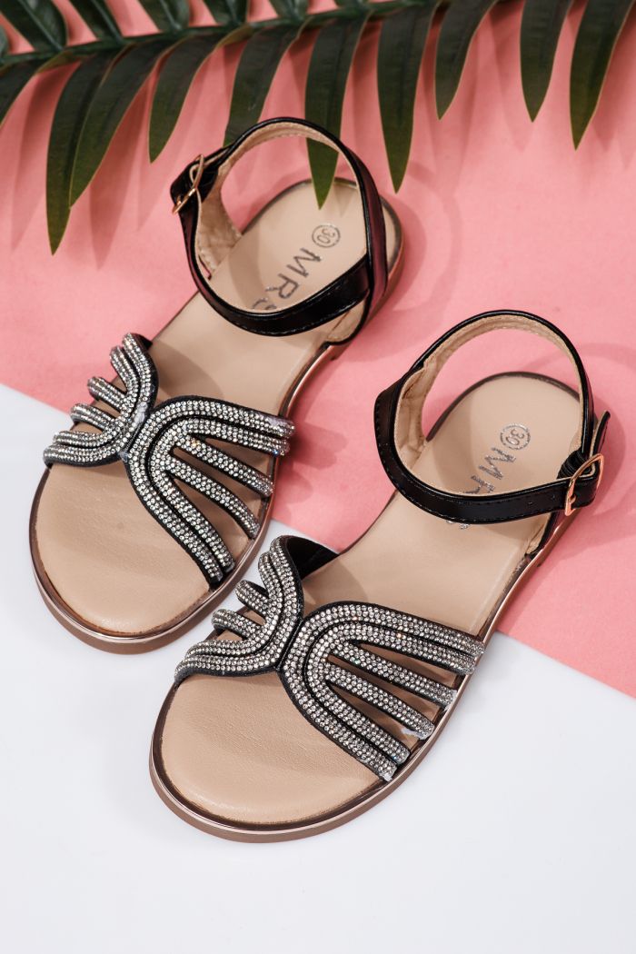 Sandale fete negre din piele ecologica Lola #21977